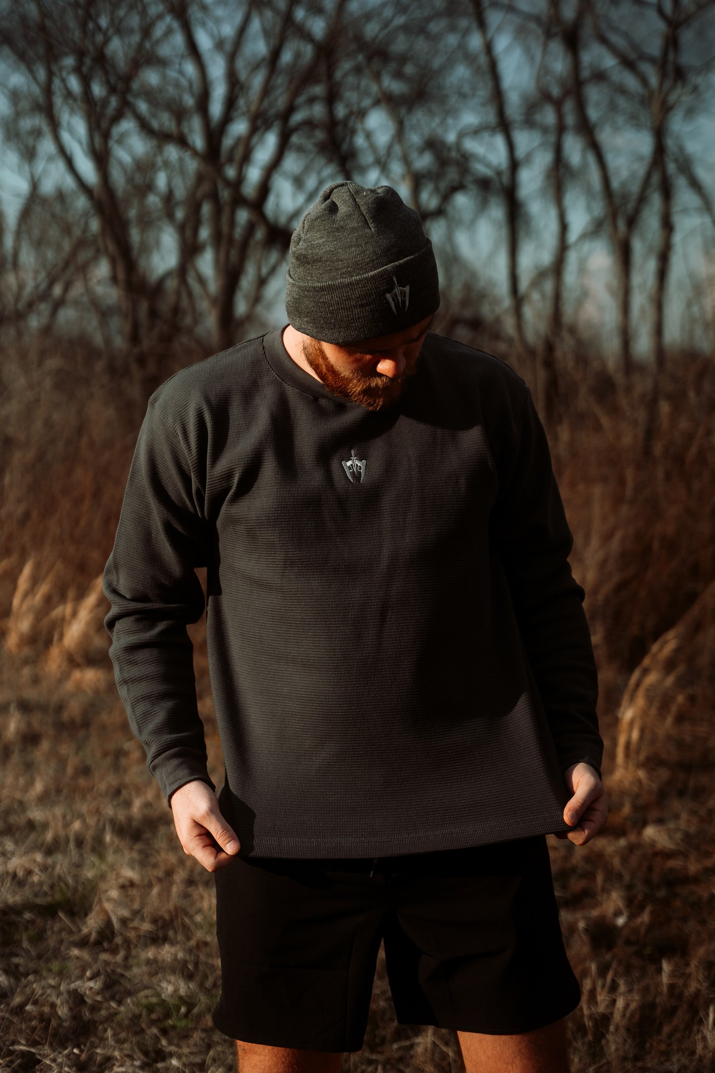 Storm Grey Waffle Knit Sweatshirt USA Made