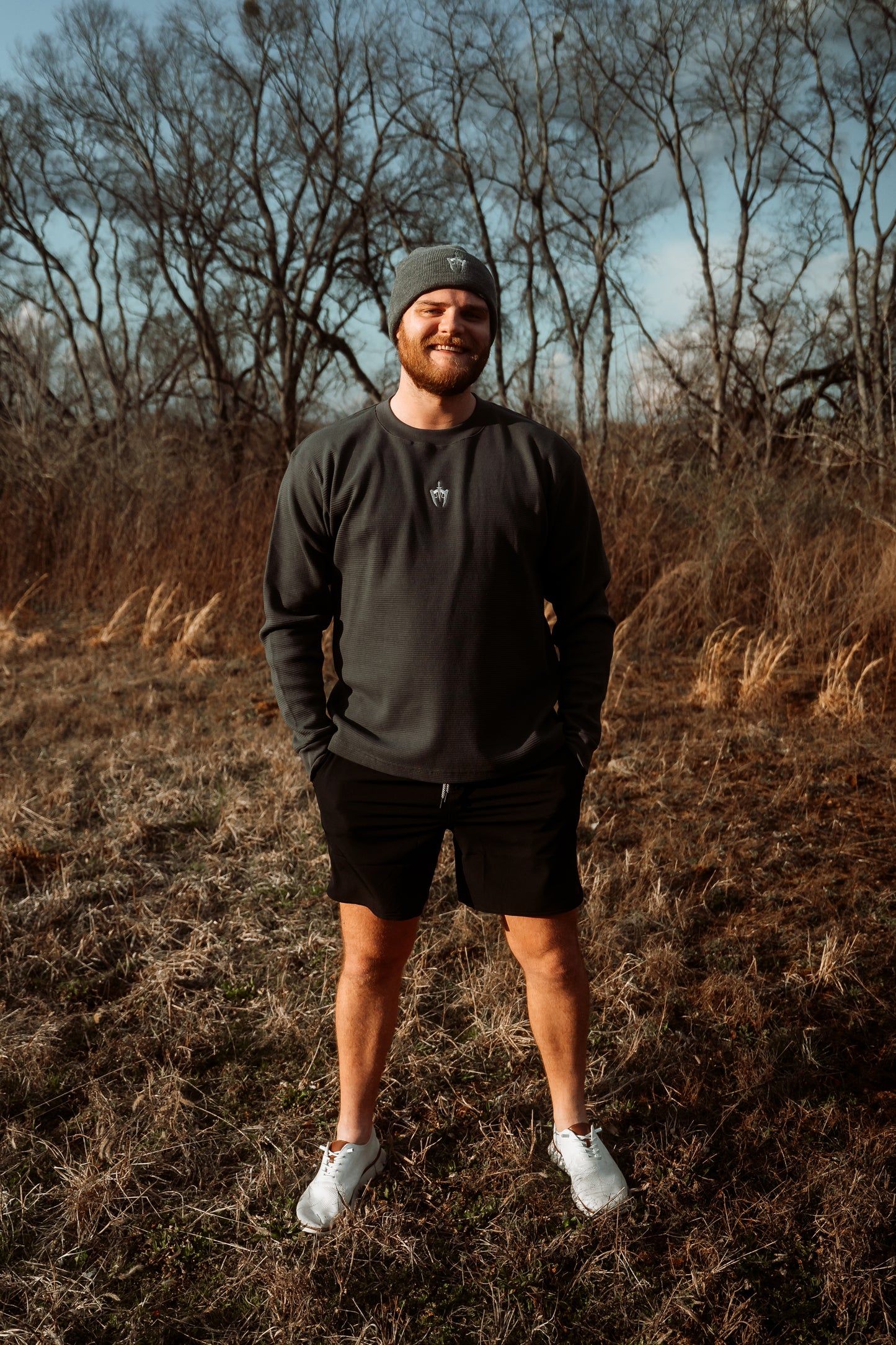 Storm Grey Waffle Knit Sweatshirt USA Made