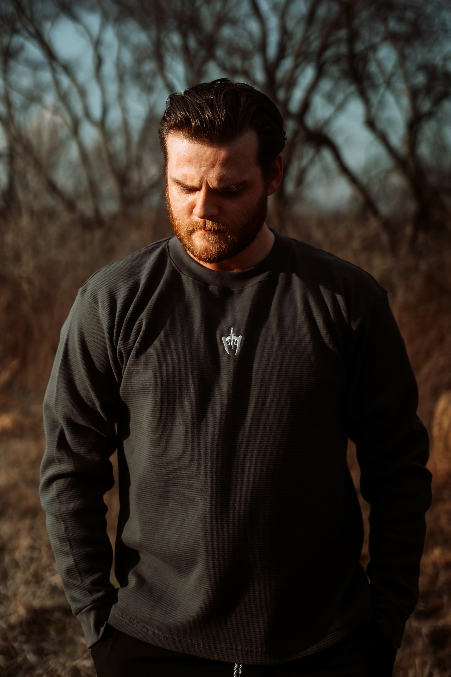 Storm Grey Waffle Knit Sweatshirt USA Made